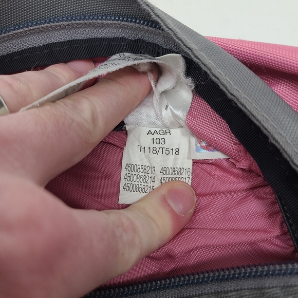 The North Face Wasatch Backpack Laptop Bag School Work Gray Pink Shoulder Strap - Picture 7 of 8